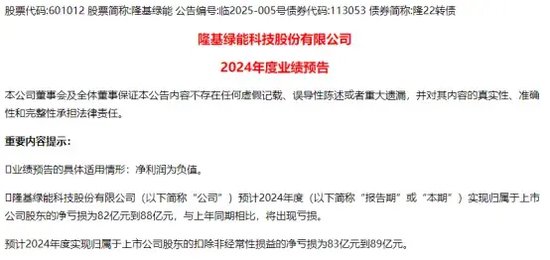 转亏，“光伏茅”预亏超80亿元！预警，又一股或被“戴帽”！